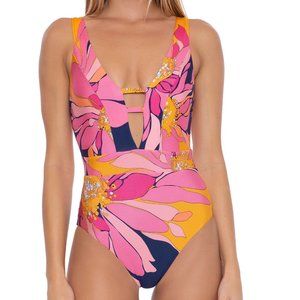 NWT Trina Turk Women's Breeze Plunge One Piece Swimsuit 14